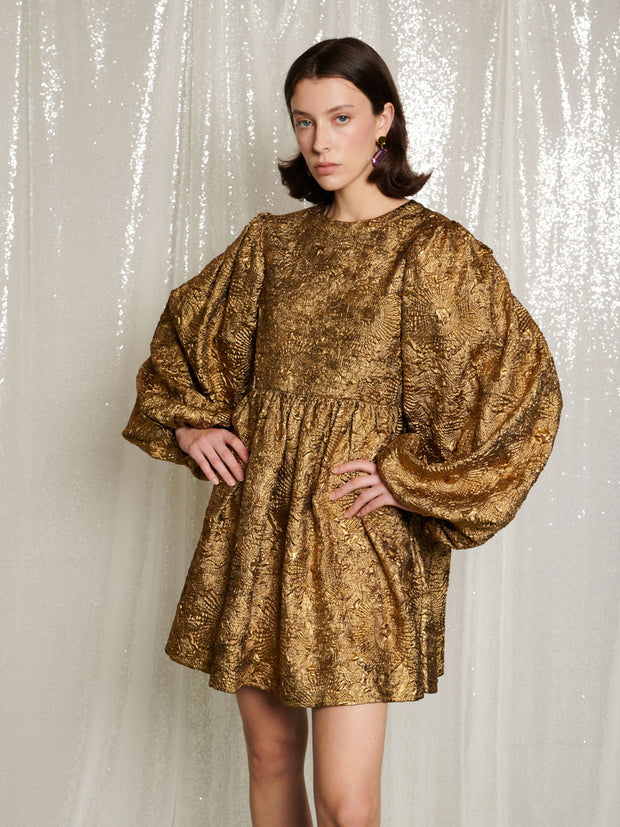 DREAM Masquerade Jacquard Mini Dress Bronze Gold / S DREAM Masquerade Jacquard Mini Dress Bronze Gold / S