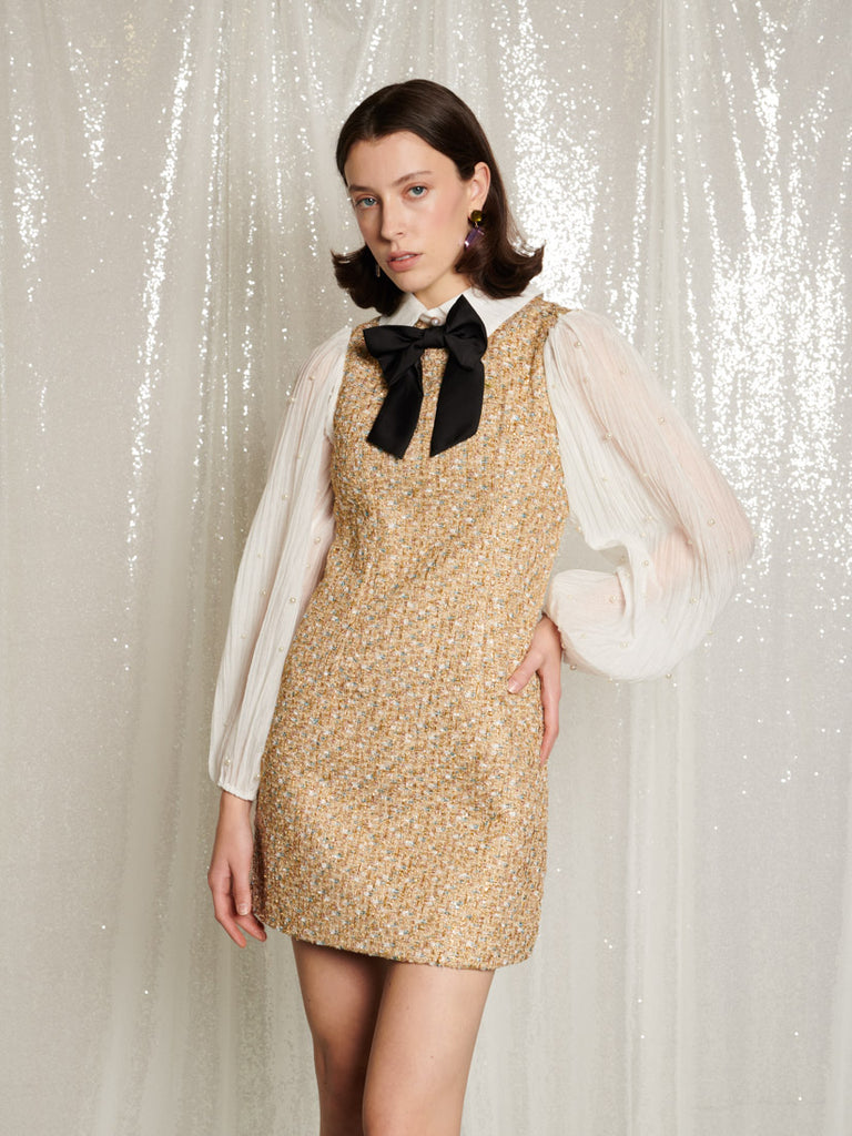 sister jane confetti tweed mini dress Sister Jane Postal Confetti Mini Dress - Lemon Meringue