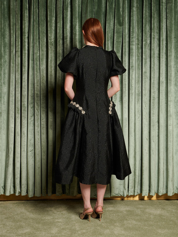 Viola Jacquard Midi Dress Coal Black / Z