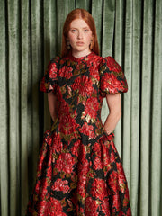 Illusions Jacquard Midi Dress Ruby Red / Z