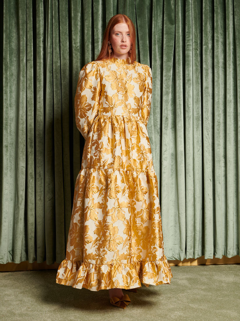 DREAM Imagine Jacquard Maxi Dress Yellow Gold / XS DREAM Imagine Jacquard Maxi Dress Yellow Gold / XS