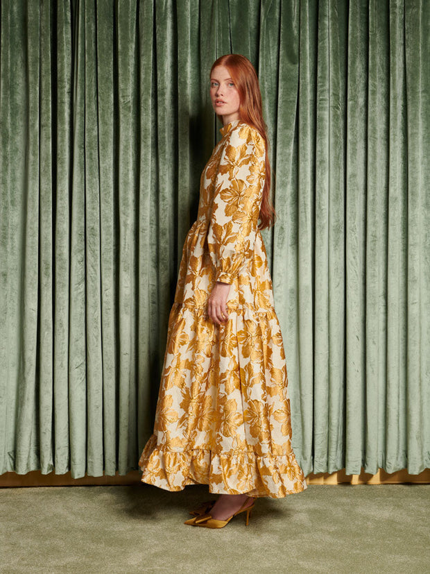 Imagine Jacquard Maxi Dress Yellow Gold / Z