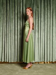 Cinematic Satin Midi Dress Pistachio Green / Z