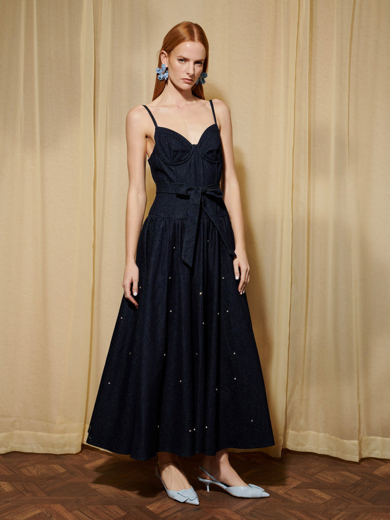 <b> < b> Brightside Denim Midi Dress