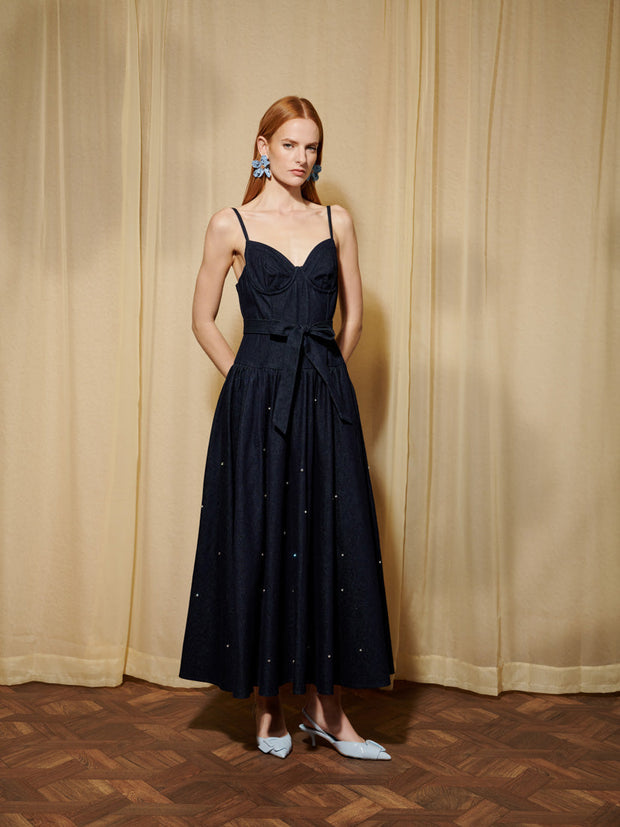 denim dreams midi dress DREAM Brightside Denim Midi Dress Indigo Blue / XS