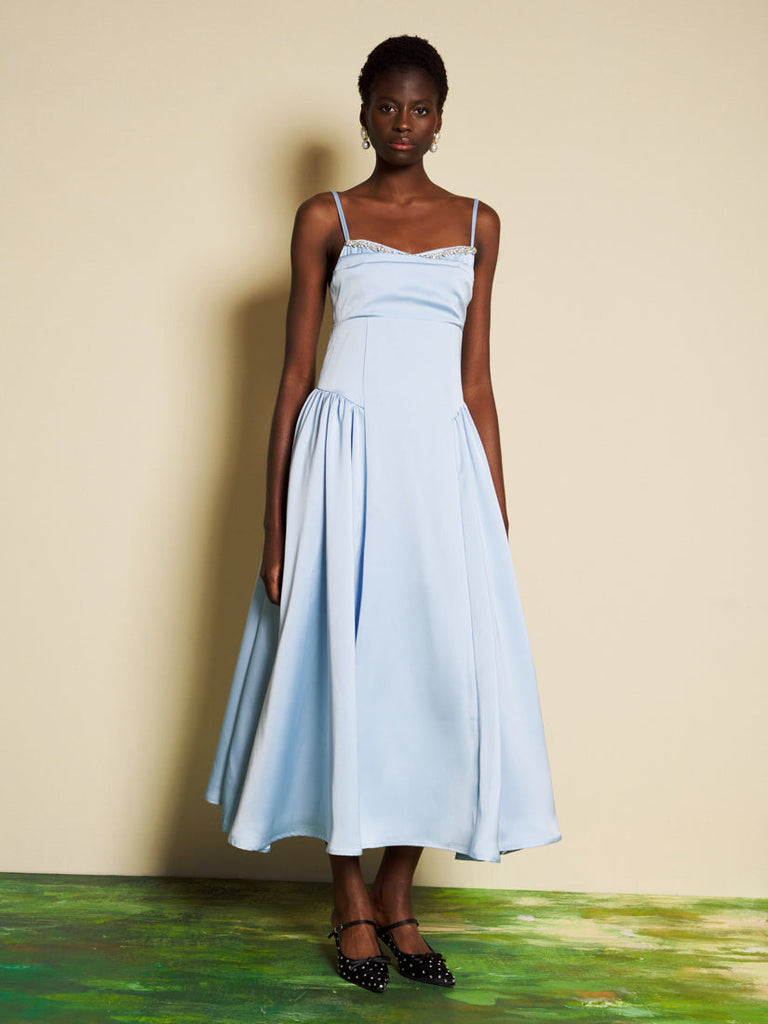 <b> < b> Ciel Satin Midi Dress