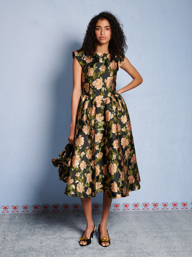 floret midi dress DREAM Jacquard – Sister Jane product wedding sleeves Casual dresses Get your Size:6 months ZARA Embroidered Yellow Midi
