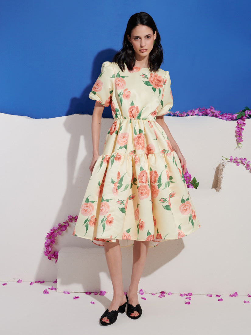 dream sister jane pink floral dress DREAM Almost Bloom Jacquard Maxi Dress Geranium Pink / S