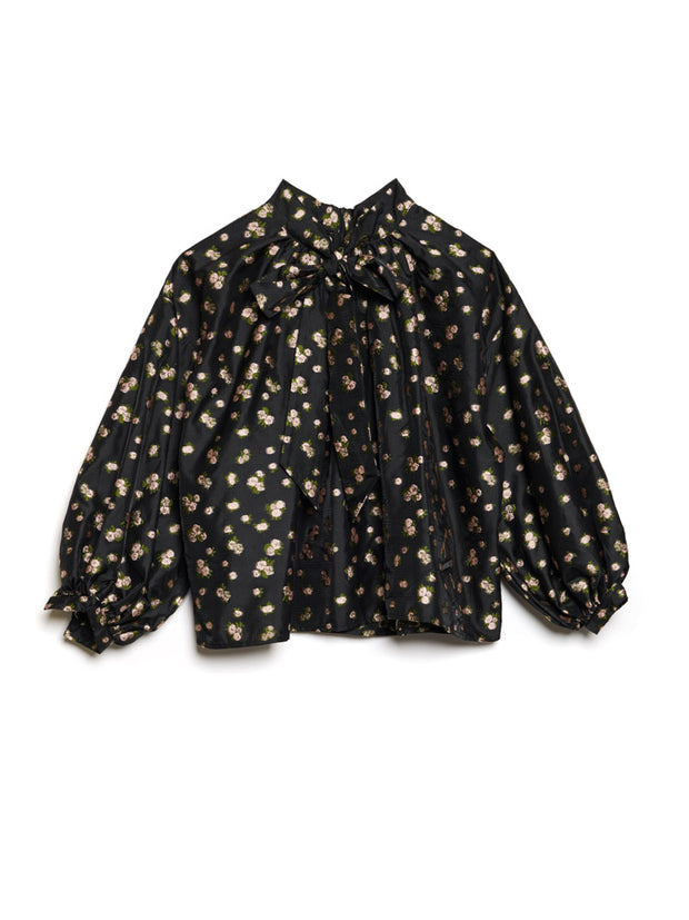 <b>DREAM</b> Tea Rose Jacquard Bow Blouse