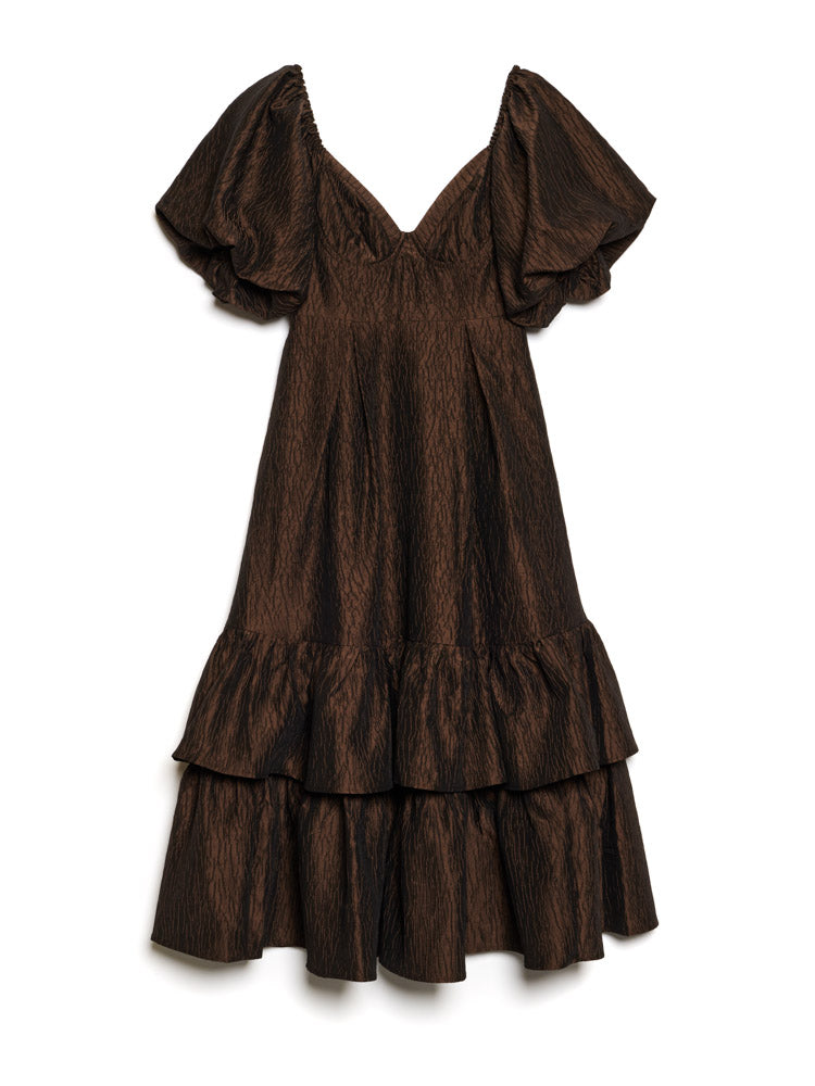 sister jane brown dress DREAM Antiques Jacquard Midi Dress – Sister Jane