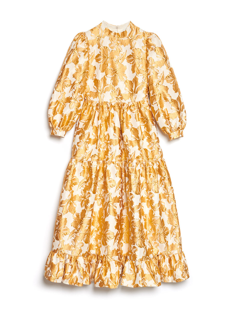 Dream Imagine Jacquard Maxi Dress Yellow Gold / XS