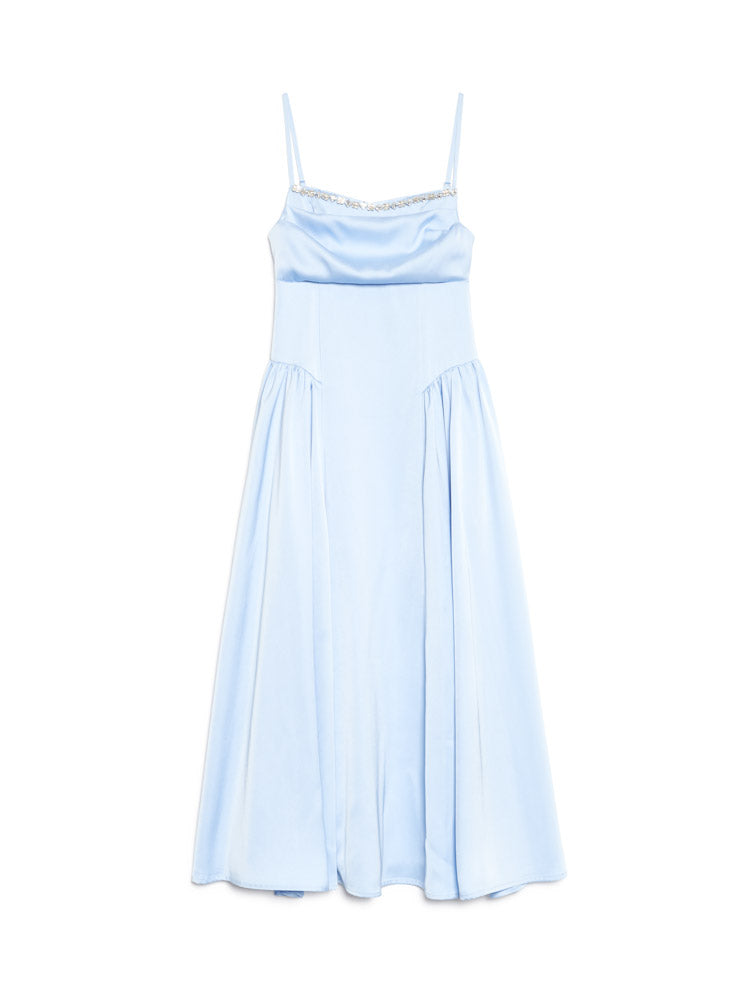 ciel blue dress BABARONI One Shoulder Satin Gown with Pocket Sky Blue, Sky Blue / US0 main image 0