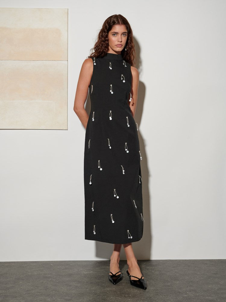 genessa midi dress Ghospell Augusta Embellished Midi Dress Coal Black / L