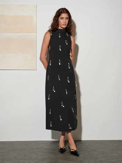 <b> Ghospell </b> Augusta Embellished Midi Dress