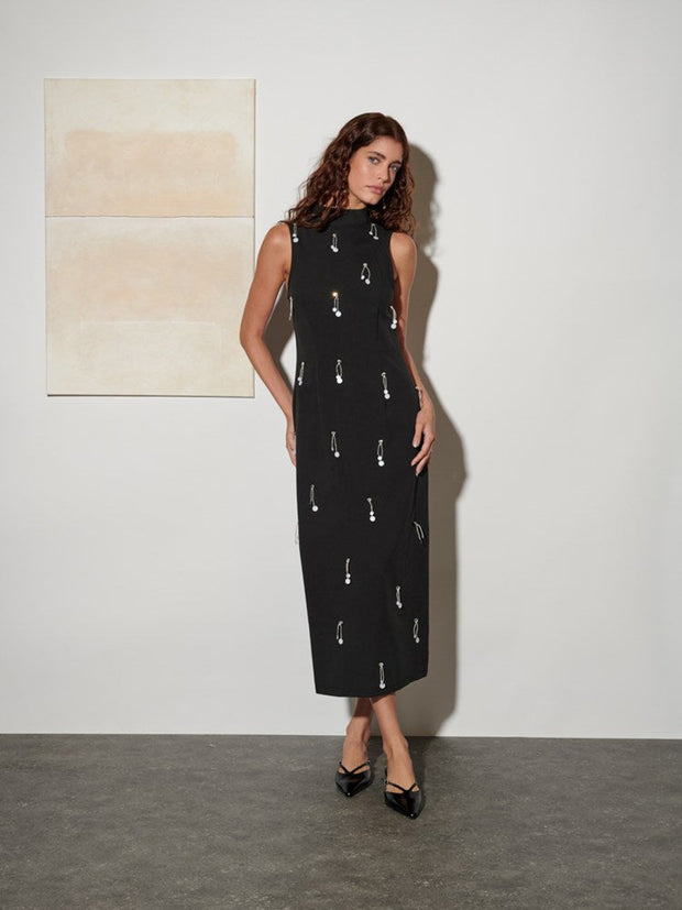 <b> Ghospell </b> Augusta Embellished Midi Dress