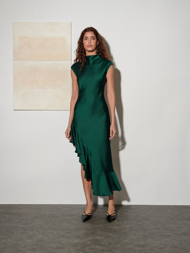 <b> Ghospell </b> Ana Satin Midi Dress