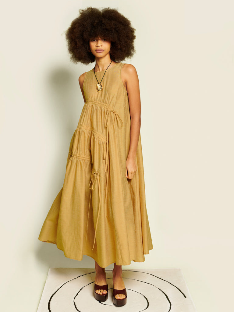 Ghospell Nerissa Ruched Midi Dress – Sister Jane