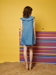 <b> Ghospell </b> Deborah Striped Denim Mini Dress