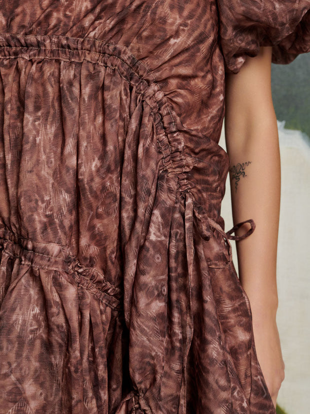 <b> Ghospell </b> Dare Printed Ruched Dress