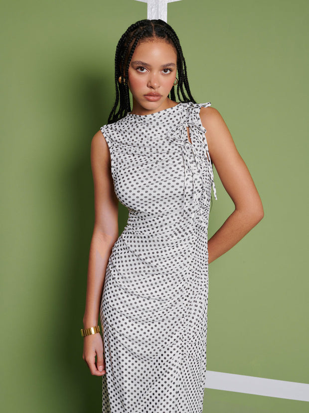 <b> Ghospell </b> Martina Polka Dot Midi Dress