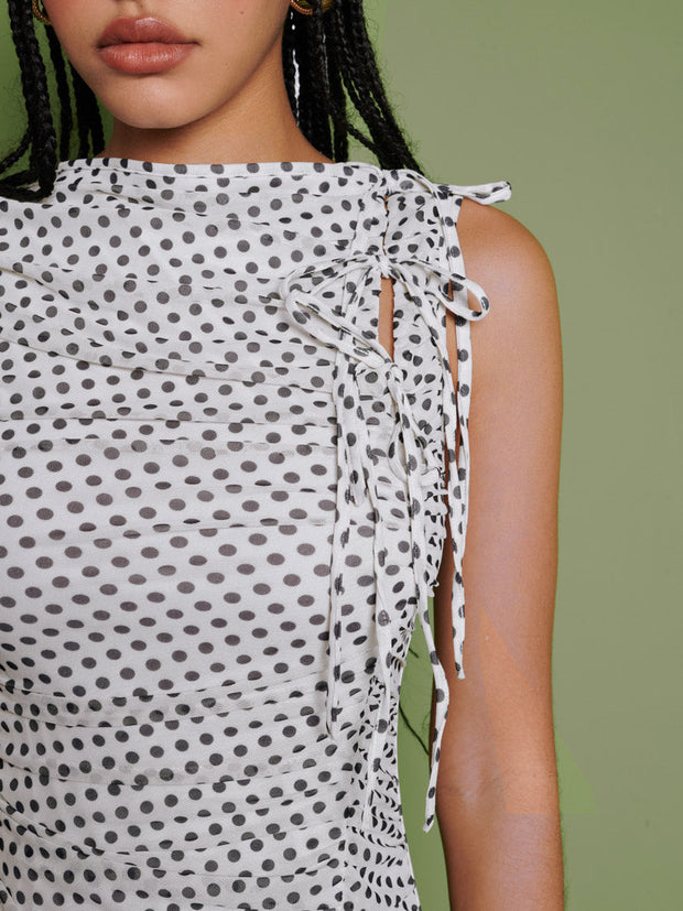 <b> Ghospell </b> Martina Polka Dot Midi Dress