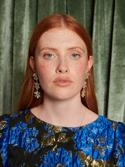 Imagine Flower Earrings Crystal Silver / Z