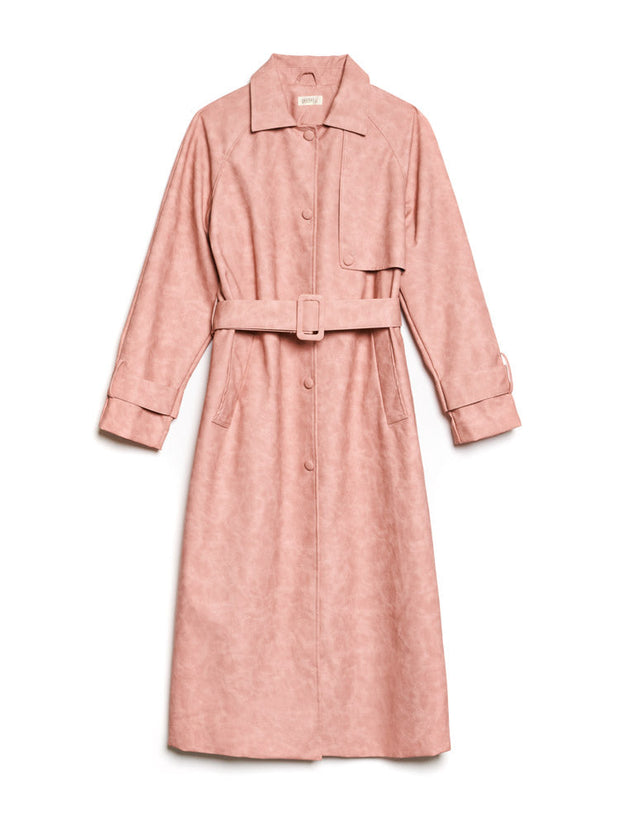 <b> Ghospell </b> Dusty PU Trench Coat