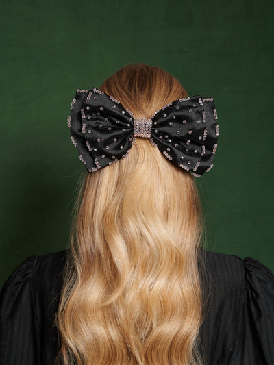 Alpine Bead Hair Bow Coal Black / Z