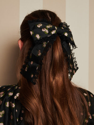Tea Rose Hair Bow Coal Black / Z