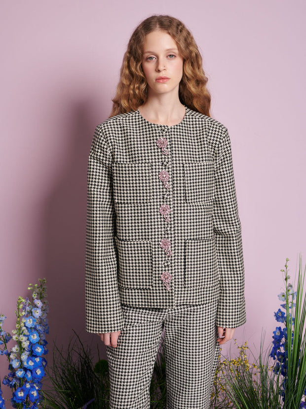 Petal Houndstooth Jacket Black & White / Z