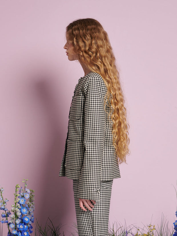 Petal Houndstooth Jacket Black & White / Z