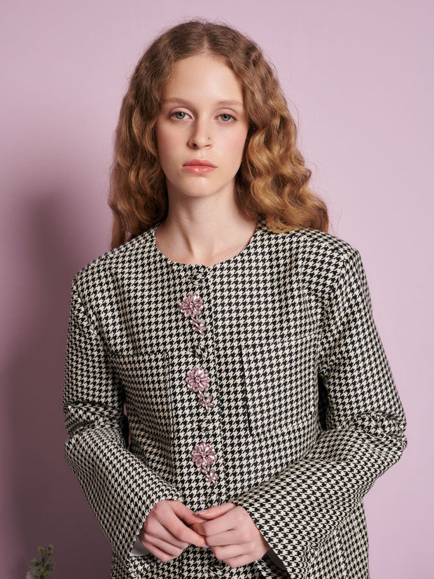 Petal Houndstooth Jacket Black & White / Z