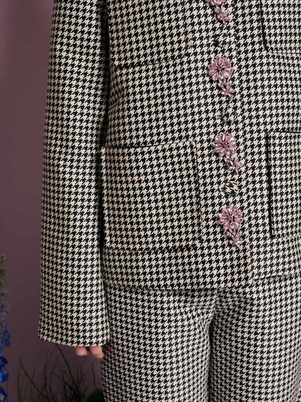Petal Houndstooth Jacket Black & White / Z