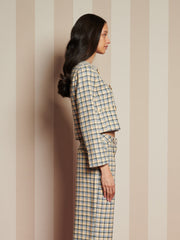 Nook Check Double Breasted Jacket Blue, Multi Check / Z
