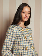 Nook Check Double Breasted Jacket Blue, Multi Check / Z