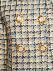 Nook Check Double Breasted Jacket Blue, Multi Check / Z