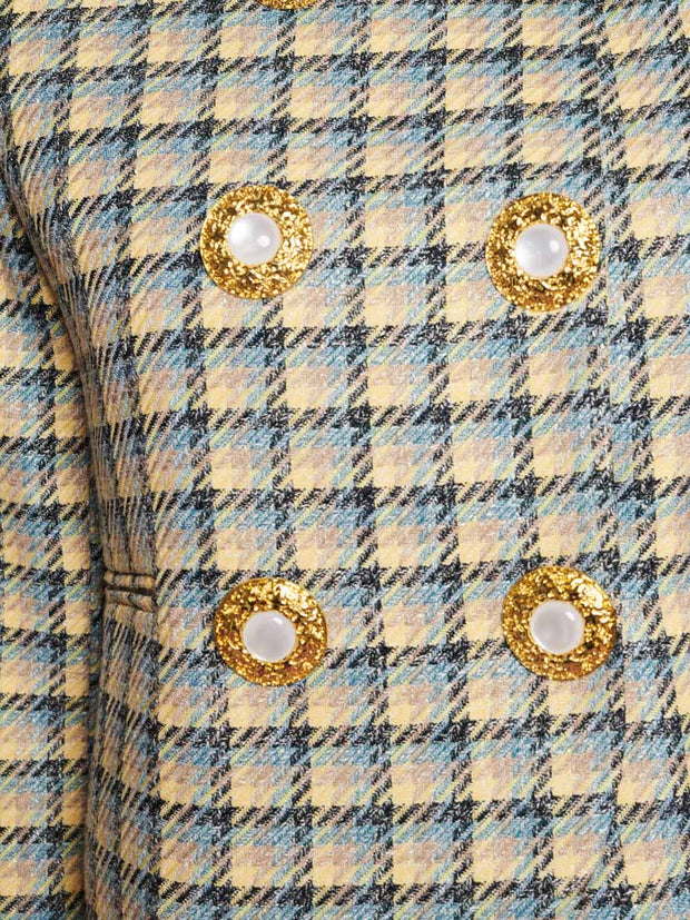 Nook Check Double Breasted Jacket Blue, Multi Check / Z