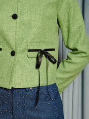 Theatre Tweed Bow Jacket Grass Green / Z