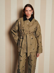 Chateau Flower Embellished Jacket Olive Green / Z