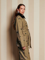Chateau Flower Embellished Jacket Olive Green / Z