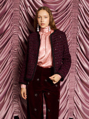 <b>DREAM</b> Satine Velvet Tweed Jacket Burgundy Red / Z