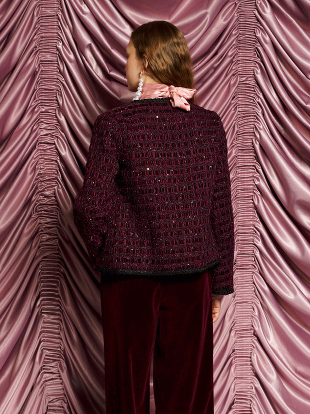 <b>DREAM</b> Satine Velvet Tweed Jacket Burgundy Red / Z