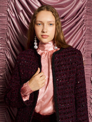 <b>DREAM</b> Satine Velvet Tweed Jacket Burgundy Red / Z