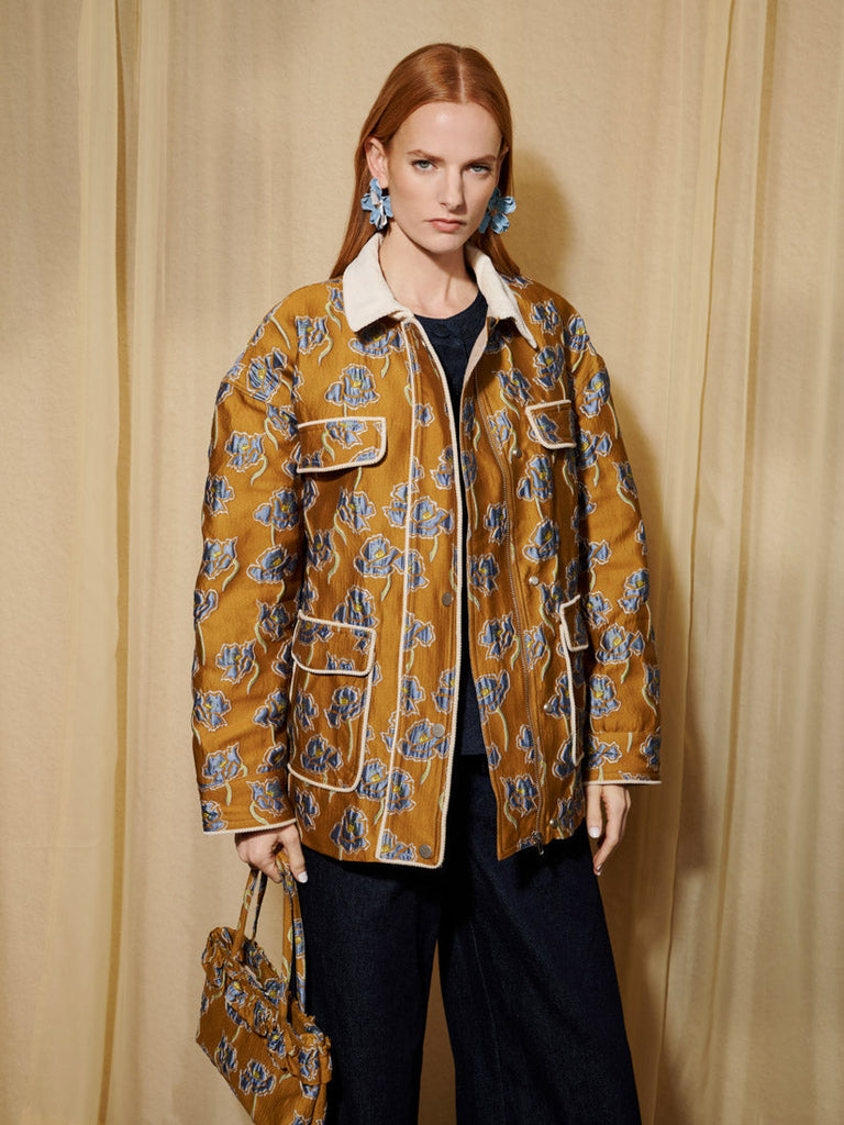 <b> < b> Honey Jacquard Padded Jacket
