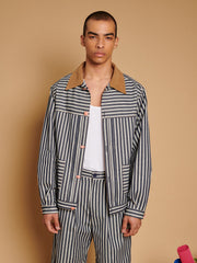 Luis Striped Lightweight Jacket Navy Blue / Z