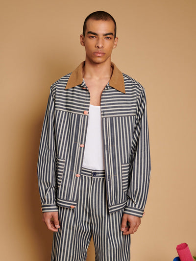 Luis Striped Lightweight Jacket Navy Blue / Z