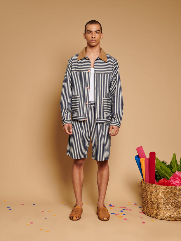Luis Striped Lightweight Jacket Navy Blue / Z