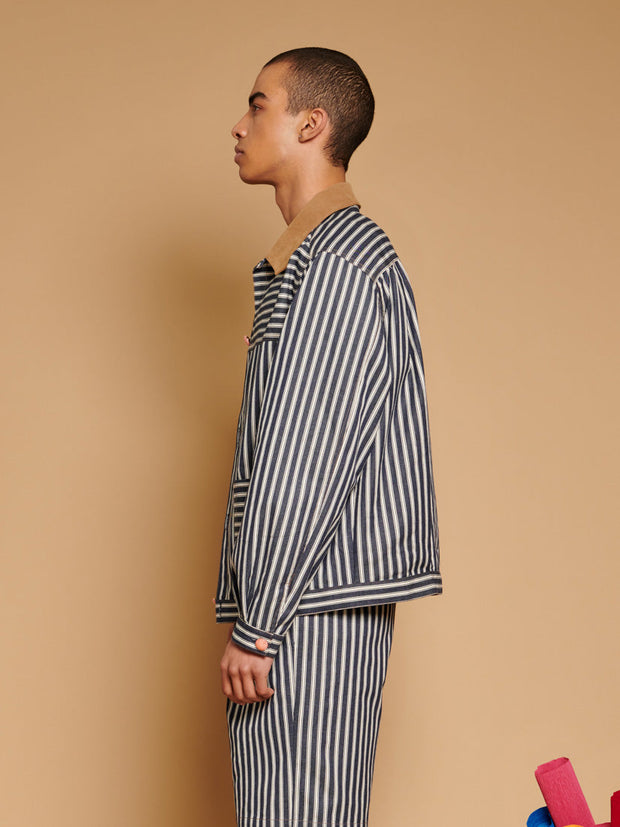Luis Striped Lightweight Jacket Navy Blue / Z