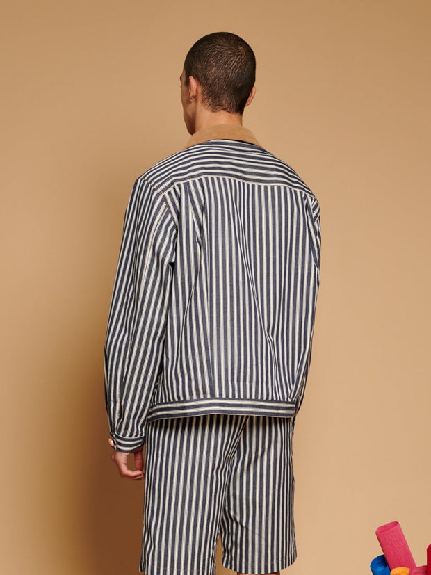 Luis Striped Lightweight Jacket Navy Blue / Z
