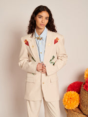 Diego Embroidered Blazer Ivory Cream / Z